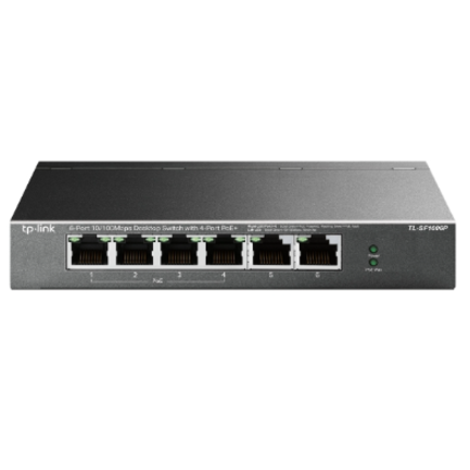 Switch TP-Link 6-Port 10/100 Mbps Desktop 4-Port PoE 4× 10/100 Mbps PoE Ports 2× 10/100 Mbps Non-PoE Ports