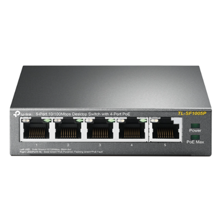Switch TP-Link 5-Port 10/100 Mbps Desktop 4-Port PoE 4× 10/100 Mbps PoE Ports 1× 10/100 Mbps Non-PoE Port