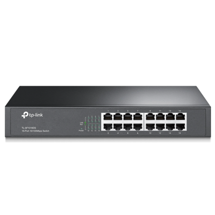 Switch TP-Link 16-Port 10/100 Mbps Switch 16× 10/100 Mbps RJ45 Ports 1U 13-inch Rack-mountable Steel Case