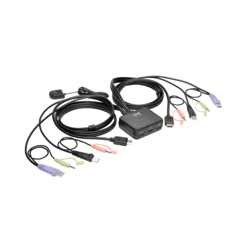 CABLE TRIPPLITE 2-Port USB/HD KVM Switch with Audio/Video Cables and USB Peripheral Sharing