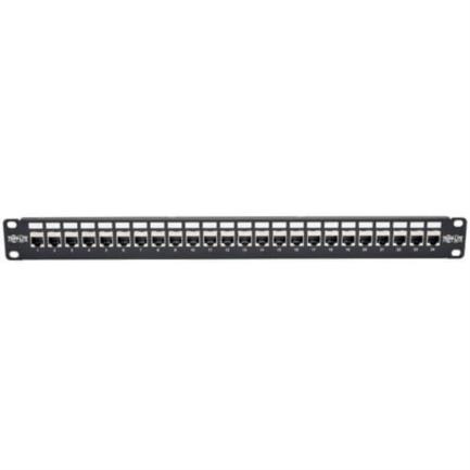 Panel de Conexiones Tripp Lite Alimentación Cat6a Ethernet RJ45 Blindado STP 24 Puertos para Instalación en 1U Rack