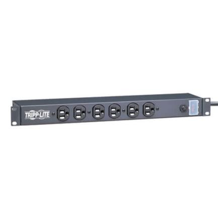 Barra Contactos Tripp Lite para Servidores de Red Instalación Rack 1U 120V 15A 6 Tomacorrientes