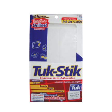 Etiquetas ahesivas tuk stik a-19 50x100mm sobre c/20 hojas 80 etiquetas