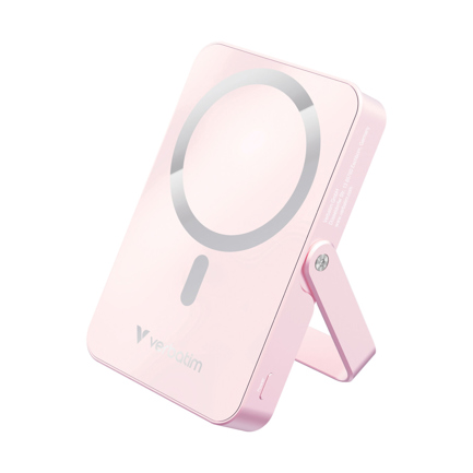 Cargador Magnetico Verbatim con carga inalámbrica de vidrio con soporte de 10 000 mah - Rosa