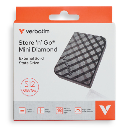 Unidad de Estado Solido SSD Verbatim Mini Diamond Store N Go de 512 GB 2