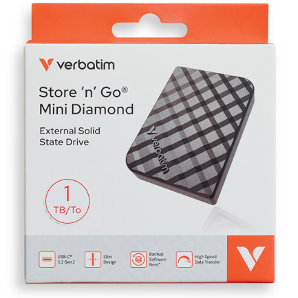 Unidad de Estado Solido SSD Verbatim Mini Diamond Store N Go de 1TB