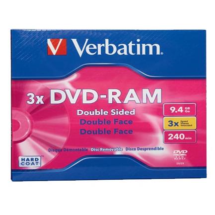 Dvd-ram verbatim 9.4gb 3x double-sided type4 c/1 cartucho ds