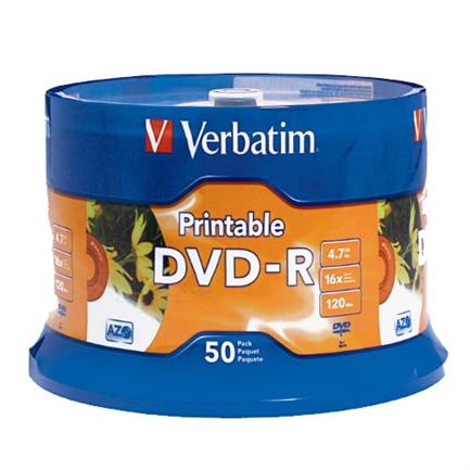 Dvd-r verbatim 4.7gb 16x blanco ink c/50