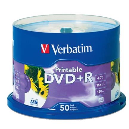 Dvd+r verbatim 4.7gb 16x blanco ink printable c/50