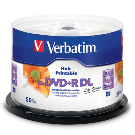 DVD+R DL Verbatim Life Series 8.5GB 8X Blanco Imprimible C/50