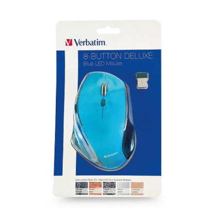 Mouse VERBATIM Inalámbrico Ergonómico de 8 botones Blue LED Control DPI . Azul 2