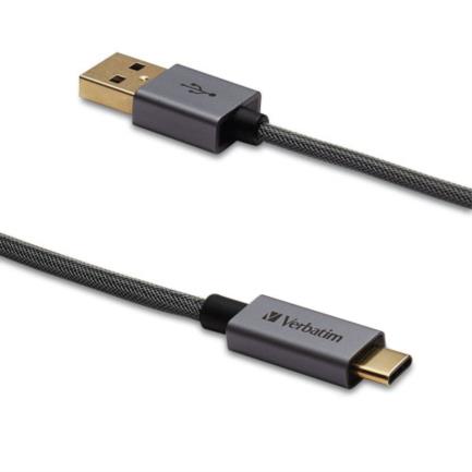 Cable usb verbatim usb-c a usb-a trenzado 47in color negro