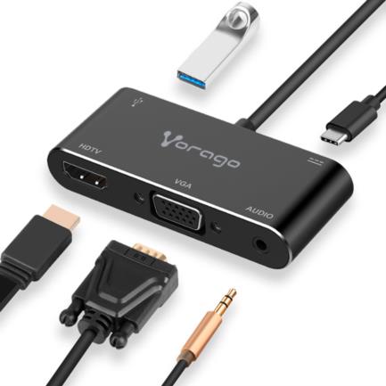 Adaptador Vorago ADP-350 5 en 1 USB Tipo C a HDMI/VGA/USB