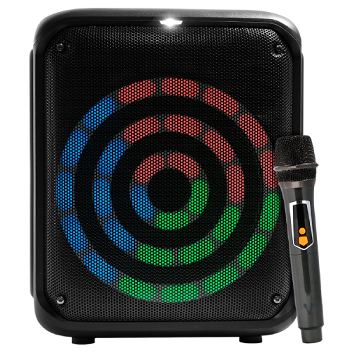 BAFLE VORAGO KSP-350 NEGRO 8" 30WATTS RMS TECNOLOGIA DSP / USB / MSD/ 3.5MM / RECARGABLE / TWS BT 5HRS CARGA USB TIPO C / MICROFONO INALAMBRICO