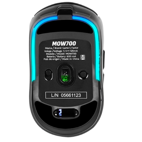 Mouse Game Factor MOW700 Carcasas Intercambiables 2.4G+BT Pixart 3395 26.000 DPI RGB Negro