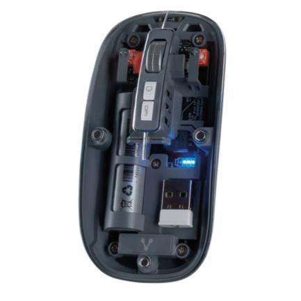 Mouse Transparente VORAGO MO-415 Inalámbrico Bluetooth USB 2.4G hasta 1.600 DPIS Recargable