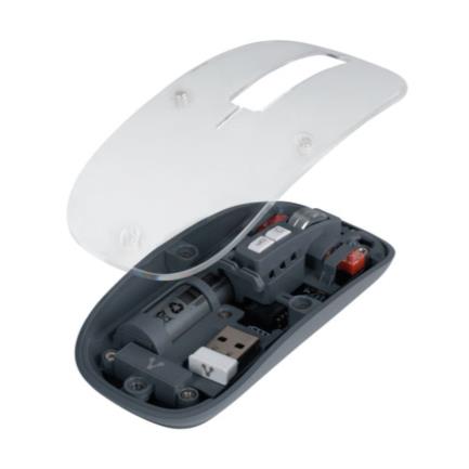 Mouse Transparente VORAGO MO-415 Inalámbrico Bluetooth USB 2.4G hasta 1.600 DPIS Recargable 3