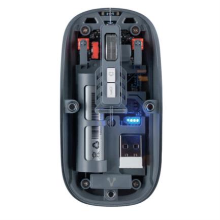 Mouse Transparente VORAGO MO-415 Inalámbrico Bluetooth USB 2.4G hasta 1.600 DPIS Recargable 4