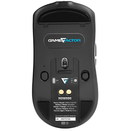 Mouse Game Factor MOW800 Inalambrico Wireless 2.4G BT Pixart 3395 26.000 DPI 4K HZ Base RGB Ultra Ligero 56G Blanco 2
