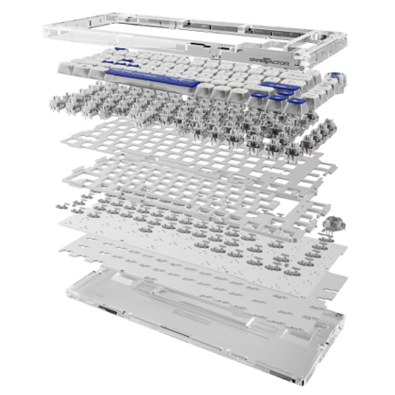 Teclado Gasket Game Factor Mecánico Kbg800 Personalizable 75% Pantalla LCD Bluetooth 2.4G Y Alámbrico Transparente Tecla 4