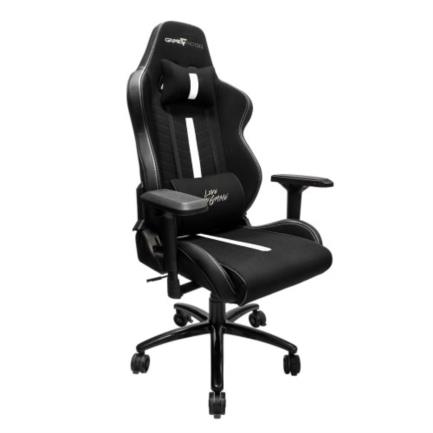 Silla game factor cg601 xl tela reclinable con descansa brazos 4d estrella metálica color negro-blanco