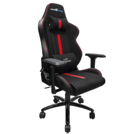 Silla game factor cg601 xl tela reclinable con descansa brazos 4d estrella metálica color negro-rojo