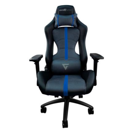 Silla game factor cgc650 tapizado automotriz reclinable descansa brazos 4d altura ajustable frenos color negro-azul