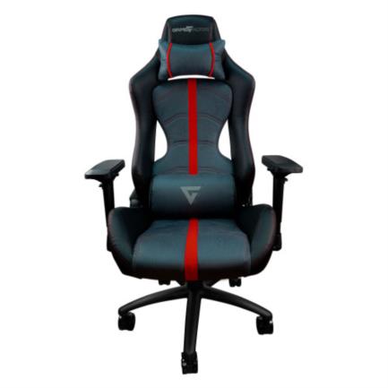 Silla game factor cgc650 tapizado automotriz reclinable descansa brazos 4d altura ajustable frenos color negro-rojo