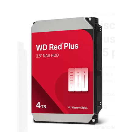 Disco Duro Western Digital 4TB Red Plus NAS SATA de 3.5 pulgadas up to 180MB/s 5400 RPM - caché 128MB 3
