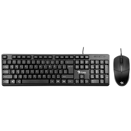 Kit Teclado y Mouse Stylos Tech Alámbrico Conexión USB Color Negro