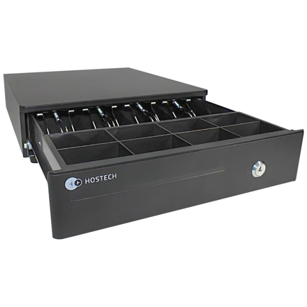 Cajon De Dinero Hostech HT-300 4 Billetes 8 Monedas Cable RJ11 Metalico con microswitch Negro 2