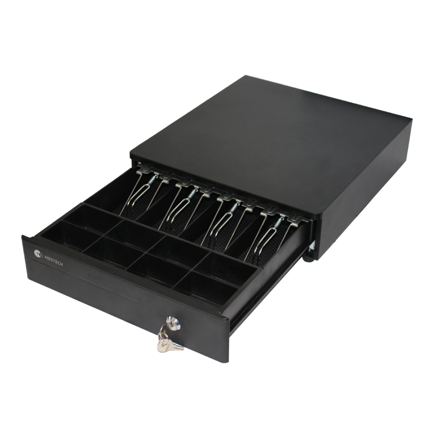 Cajon De Dinero Hostech HT-300 4 Billetes 8 Monedas Cable RJ11 Metalico con microswitch Negro 3