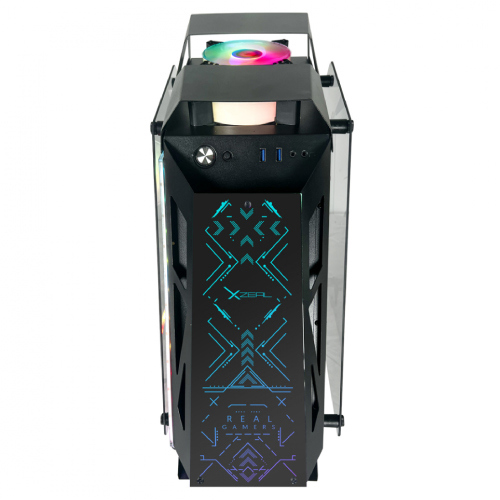 Gabinete Gamer Micro Tower Xzeal IR02 M-ATX Panel Izq -Der Vidrio Metal USB1.0/USD3.0 /3.5mm 4ARGB Fans 1HUB Negro RGB