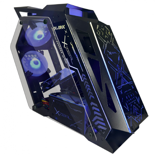 Gabinete Gamer Micro Tower Xzeal IR02 M-ATX Panel Izq -Der Vidrio Metal USB1.0/USD3.0 /3.5mm 4ARGB Fans 1HUB Negro RGB 2