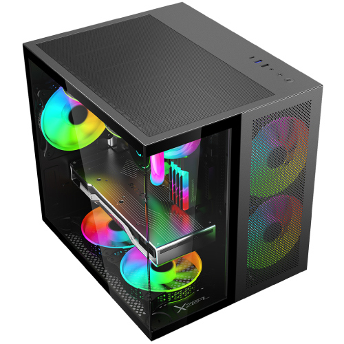 Gabinete Xzeal CUBO Mini-Tower Micro-ATX/Mini-ITX USB 2.0/3.0 sin Fuente 3 Ventiladores Instalados Negro 2
