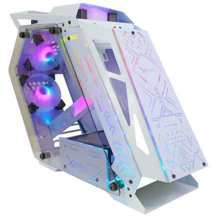 Gabinete XZEAL IR02 Ventana Midi-Tower Micro ATX/Mini ITX USB 3.0/2.0  sin Fuente 4 Ventiladores Instalados RGB Blanco