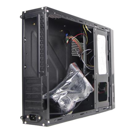 Gabinete Oficina Keelan Slim ITX Stylos 2xUSB 1.0 1xUSB 3.0 puerto 3.5mm línea roja con fuente de poder 550W 3