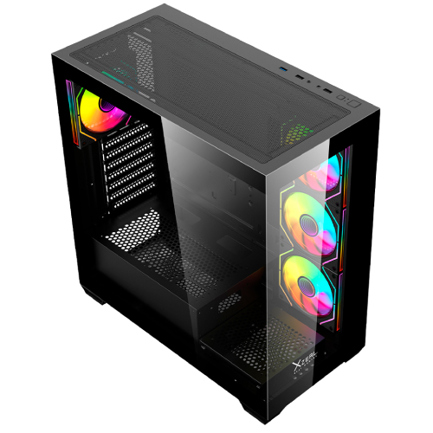 Gabinete Xzeal XZ-140 Midi-Tower ATX/Micro-ATX/Mini-ITX USB 2.0/3.0 sin Fuente 4 Ventiladores Instalados Negro