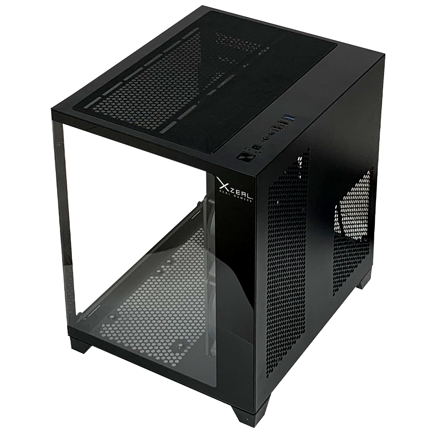 Gabinete Xzeal Panzer II Cubo M-ATX/ITX 2xUSB1.0 + 1x USB3.0 + 3.5 mm + 3 Fans ARGB Negro 2