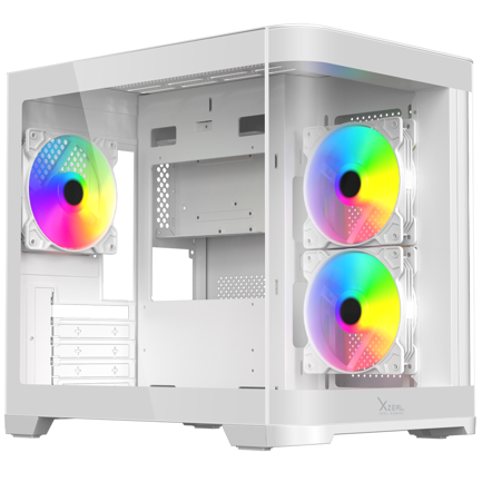 Gabinete Curvo Xzeal M-ATX/ITX 2x USB 2.0 + 1x USB 3.0 + 3.5 mm + 3  Ventiladores RGB Blanco 2
