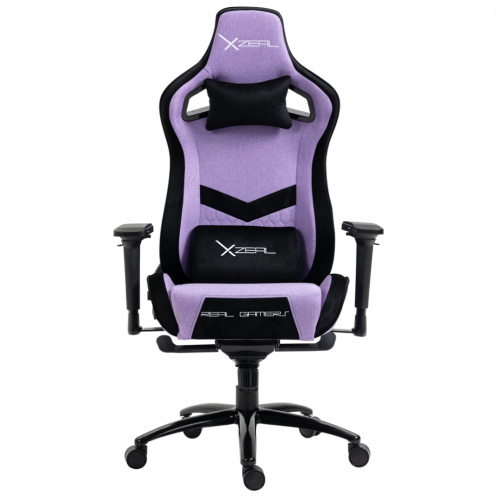 Silla Gamer Xzeal XZ50 Tela Foam alta densidad Mecanismo Rana Reclinable 180 grados Base de Metal Piston clase 4 150Kg Brazos 4D Morada