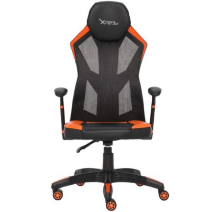 Silla gamer xzeal xz30 malla con vinil textil respaldo con 150 grados de giro color naranja