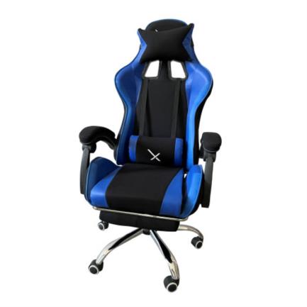 Silla xzeal real gamers xz05-1 reposapies base metálica color negro-azul