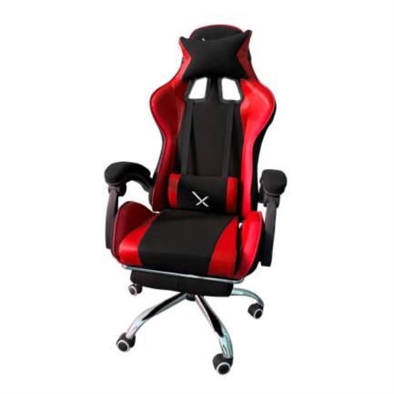 Silla xzeal real gamers xz05-1 reposapies base metálica color negro-rojo