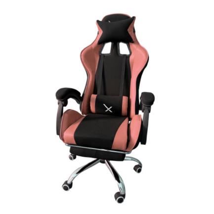 Silla xzeal real gamers xz05-1 reposapies base metálica color negro-rosa