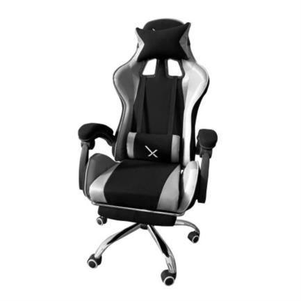Silla xzeal real gamers xz05-1 reposapies base metálica color negro-blanco