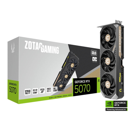 Tarjeta de Video Zotac NVIDIA GeForce RTX 5070 GAMING SOLID OC 12GB 192-bit GDDR7 PCI Express 5.0 2