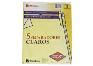 SEPARADOR ACCO IR-13 WILSON JONES CARTA 5 DIV C/24