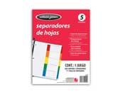 SEPARADOR ACCO TAB 5 DIV CEJA COLOR SIN NUMERACION