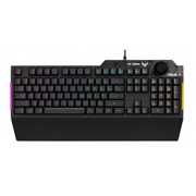 Teclado Asus TUF GAMING K1 en Ingles Alambrico RGB Perilla de Volumen Color Negro